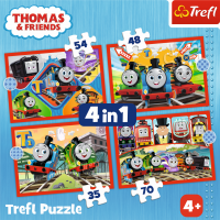 TREFL Puzzle Mašinka Tomáš 4v1 (35,48,54,70 dílků)