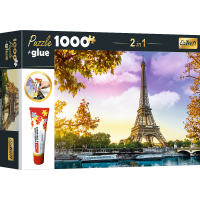 TREFL Sada 2v1 puzzle Paříž, Francie 1000 dílků s lepidlem