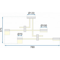 Stropní LED svítidlo HANDY 6 - 45W - černé/zlaté