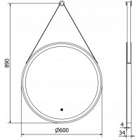 Závěsné kulaté zrcadlo MEXEN RENI 60 cm - s LED podsvícením a vyhříváním, 9812-060-060-611-70