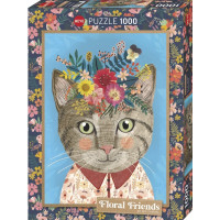 HEYE Puzzle Floral Friends: Krásná kočička 1000 dílků