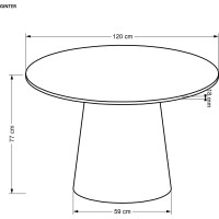 Kulatý jídelní stůl GINTER - 120x77 cm - černý
