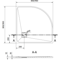 Čtvrtkruhová sprchová SMC vanička MEXEN BERT 90x90 cm - bílá, 4KR109090