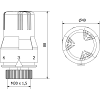 Termostatická hlavice pro radiátor MEXEN Cla ic - šedá - M30x1,5, W908-002-66