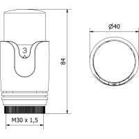 Termostatická hlavice pro radiátor MEXEN Modern - černá - M30x1,5, W900-000-70