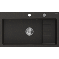 Kuchyňský granitový dřez MEXEN OMAR - 80 x 48 cm - metalický černý/zlatý, 6520801005-75