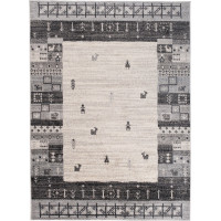 Kusový koberec SARI Folk - krémový/šedý