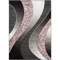 Kusový koberec TAPIS Waves - růžový/šedý