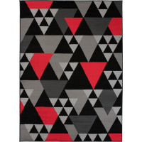 Kusový koberec MAYA Triangles - červený/šedý