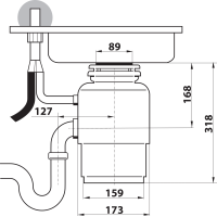 Sapho IN SINK dřezový drtič kuchyňského odpadu, 230V, 380W, pneu. spínač MODEL56