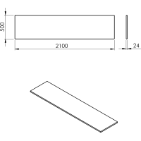 Sapho PLATO deska Rockstone 2100x24x500mm, bílá mat PL210-0101