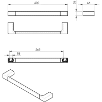 Gedy PIRENEI držák ručníků 600x66mm, bílá mat PI216002