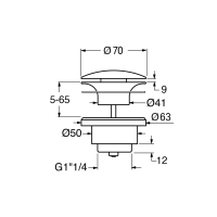 GSI GSI umyvadlová výpust 5/4“, neuzavíratelná, tl.5-65 mm, keramická krytka, creta mat PVC08
