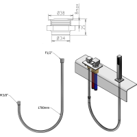 Sapho Sprchová průchodka na okraj vany včetně hadice F1/2"-M3/8" , hranatá, chrom 1205-11