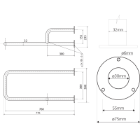 Sapho HANDICAP podpěrné madlo LEVÉ 760mm, bílá XH532W