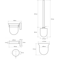 Sapho X-STEEL WC štětka závěsná, mléčné sklo, nerez mat XS301