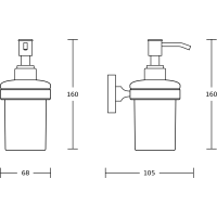 Aqualine SAMBA dávkovač mýdla 150ml, mléčné sklo, chrom SB119