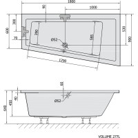 Polysan ANDRA R asymetrická vana 180x90x45cm, černá mat 78771.21