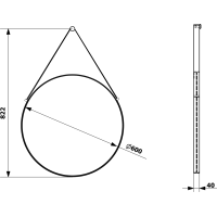 Sapho ORBITER kulaté zrcadlo s koženým páskem ø 60cm, zlato mat ORT060G