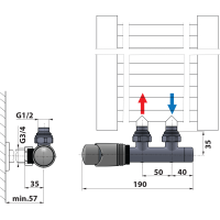 Bruckner WICHER připojovací sada termostatická pro středové připojení 50mm, provedení chrom 600.311.1