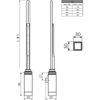 Sapho ONE topná tyč s termostatem, 300 W, chrom ONE-C-300