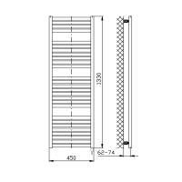 Aqualine TONDI-E elektrické otopné těleso rovné 450x1330 mm, 500 W, černá mat DE476T