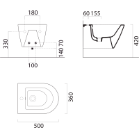 GSI KUBE X bidet závěsný 36x50cm, černá mat 9464126