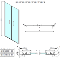 Gelco LORO sprchové dveře dvoukřídlé 1200mm, čiré sklo GN4312