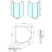 Polysan ZOOM LINE BLACK čtvrtkruhová sprchová zástěna 900x900mm, čiré sklo, levá ZL2615BL