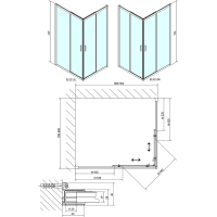 Polysan EASY LINE obdélníková sprchová zástěna 900x800mm, čiré sklo EL5315