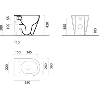 GSI KUBE X WC mísa stojící, Swirlflush, 36x55cm, spodní/zadní odpad, bílá dual-mat 941009