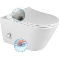 Sapho AVVA CLEANWASH závěsná WC mísa, Rimless, integrovaná baterie a bidet. sprška, 35, 5x53cm, bílá 100315