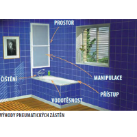 Polysan RIONI vanová zástěna s pneumatickým zdvihem, š. 710mm, stříbrná, čiré sklo 72915