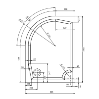 Gelco RIVA sprchová vanička z litého mramoru, čtvrtkruh 120x90cm, pravá GR12090R