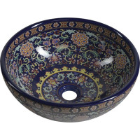 Sapho PRIORI keramické umyvadlo na desku, Ø 41 cm, fialová s ornamenty PI022