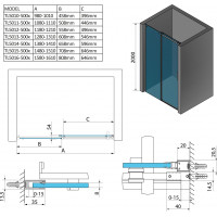 Polysan THRON LINE SQUARE sprchové dveře 1100 mm, hranaté pojezdy, čiré sklo TL5011-5002