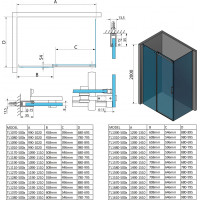 Polysan THRON LINE SQUARE obdélníkový sprchový kout 1200x700mm, hranaté pojezdy TL1270-5002