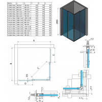 Polysan THRON LINE SQUARE čtvercový sprchový kout 1100x1100mm, hranaté pojezdy, rohový vstup TL2111-5002