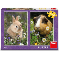 DINO Puzzle Králíček a morče 2x48 dílků