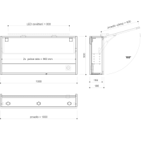 Sapho CLOE galerka s LED osvětlením 100x50x18cm, bílá CE100-0030