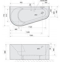 Polysan PROJEKTA DL MONOLITH nástěnná stojící vana 156x77x60cm, bílá 20111MDL