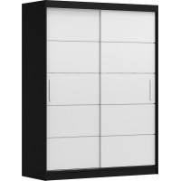 Šatní skříň VISION 6 - černá/bílá s osvlětlením