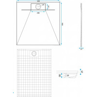 Sprchová SMC vanička REA BAZALT GREY 90x90 cm - imitace kamene - šedá