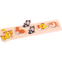 Bigjigs Baby Dřevěné vkládací puzzle domácí zvířata