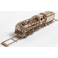 Ugears 3D dřevěné mechanické puzzle Parní lokomotiva 4-6-0 s tendrem