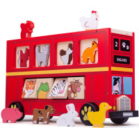 Bigjigs Toys Dřevěný autobus se zvířátky