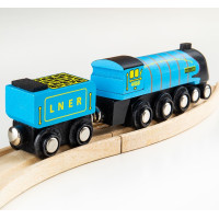 Bigjigs Rail Dřevěná replika lokomotivy Mallard + 3 koleje