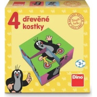 Dino Dřevěné obrázkové kostky Krteček - 4 kostky