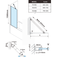 Polysan FISA vanová zástěna 700x1500mm, černá mat, čiré sklo FS1072-B