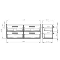 Aqualine VEGA sestava koupelnového nábytku, š. 145 cm, bílá/dub platin VG073-04